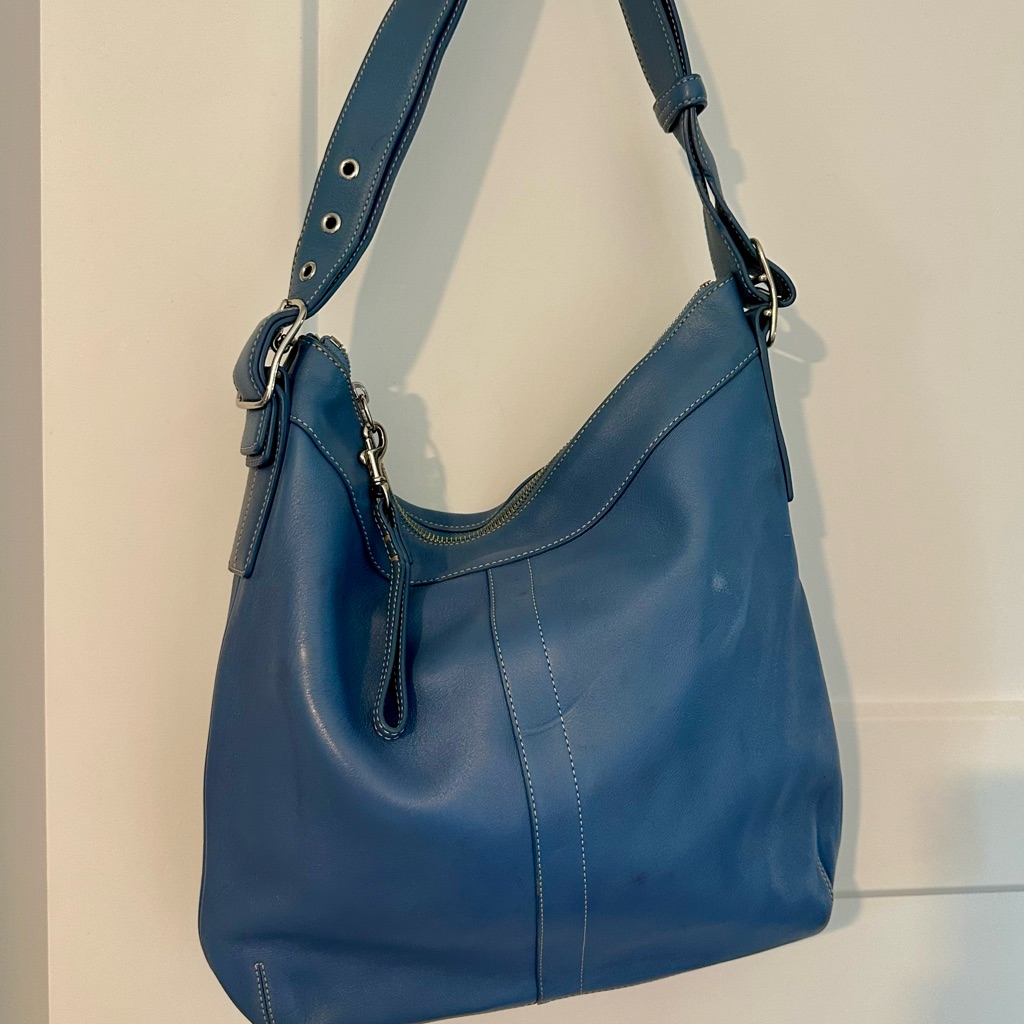 Coach Blue Hobo Bag With Adjustable Strap